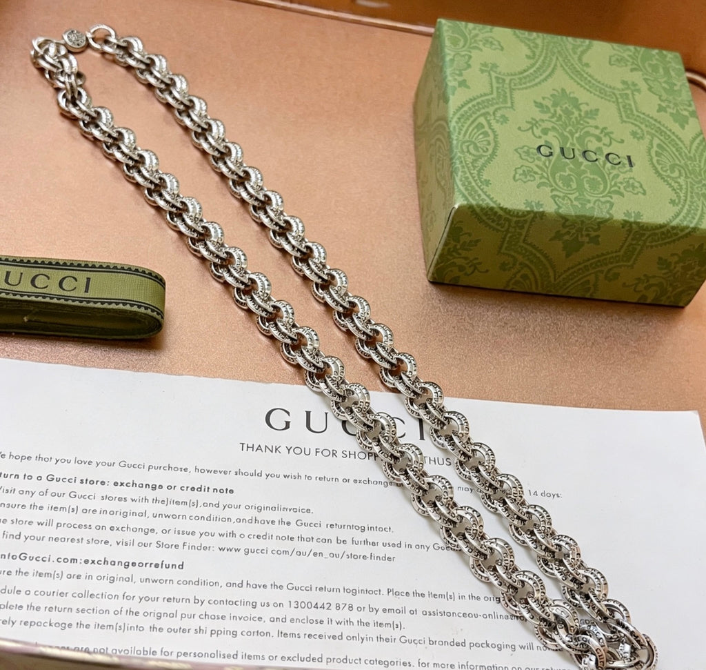 Gucci Anger Forest Interlocking G Antiqued Chain Necklace - album image 5