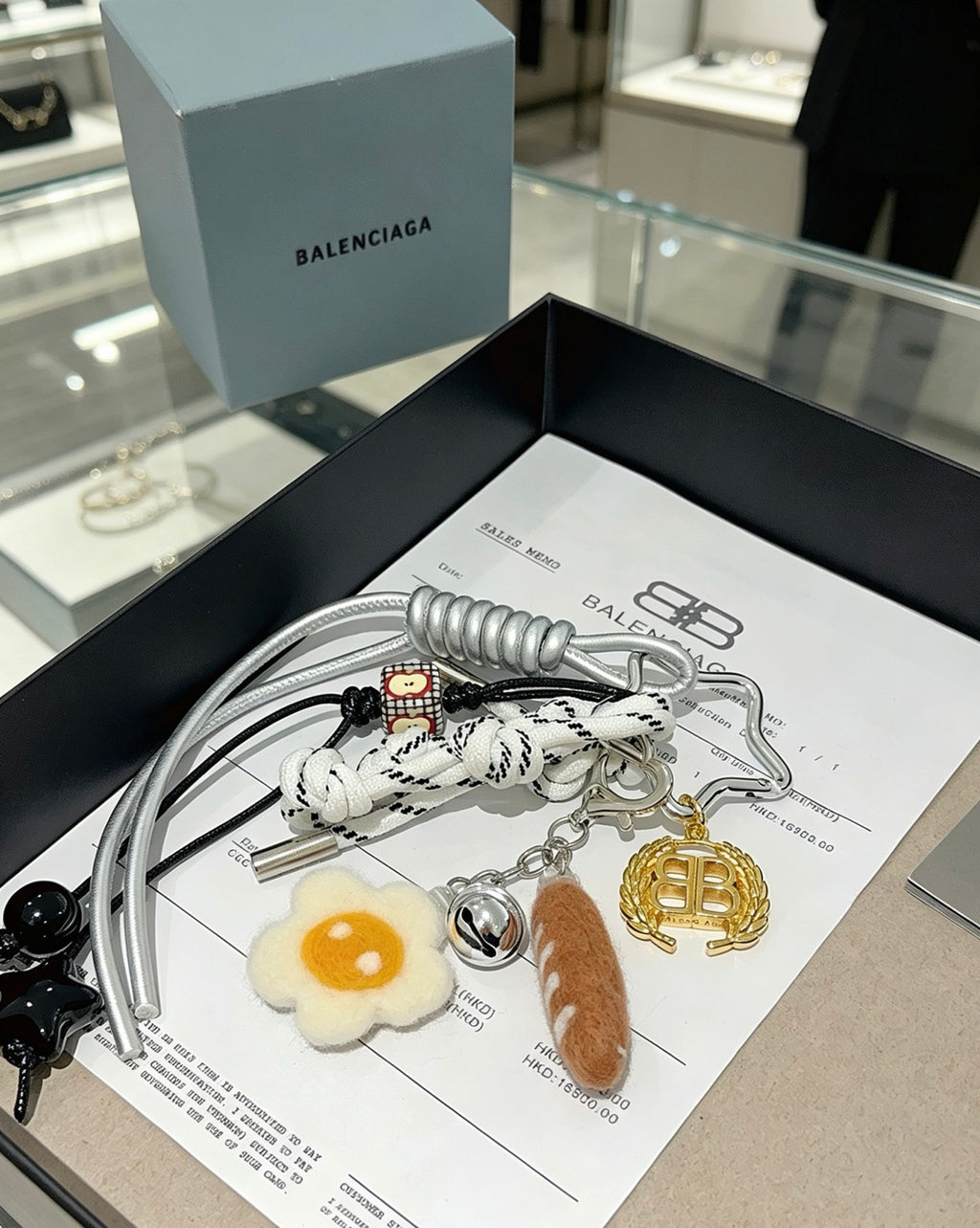 Balenciaga Silver-Tone Daisy and Food Charm Keychain - album image 5