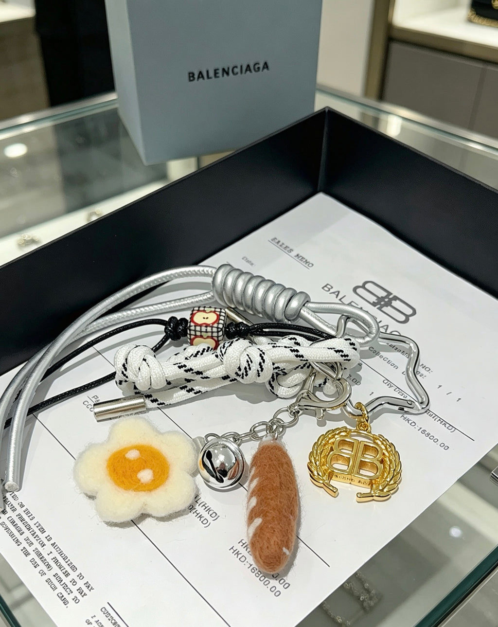 Balenciaga Silver-Tone Daisy and Food Charm Keychain - album image 4