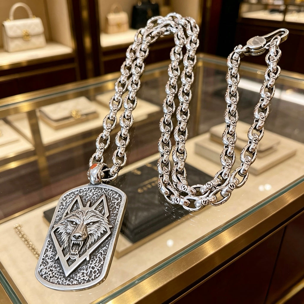 Gucci Anger Forest Interlocking G Antiqued Chain Necklace - album image 5