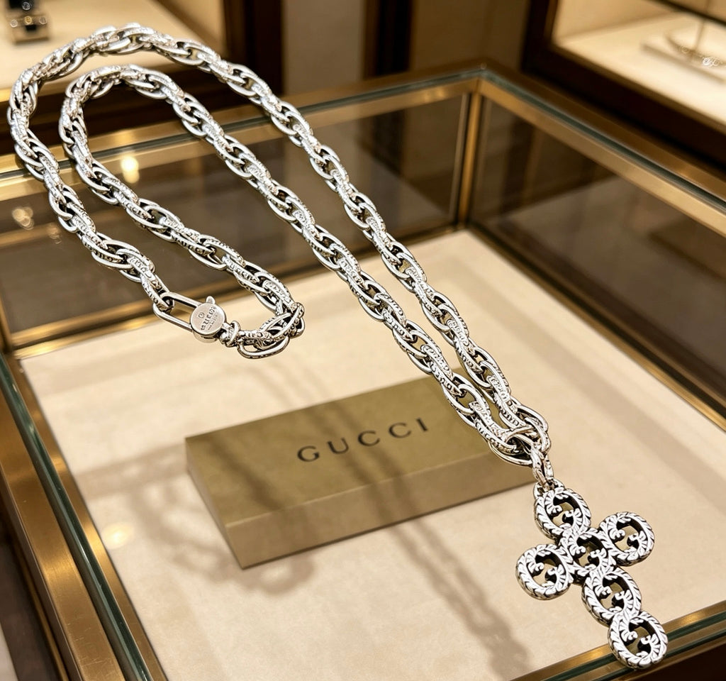 Gucci Anger Forest Interlocking G Antiqued Chain Necklace - album image 7