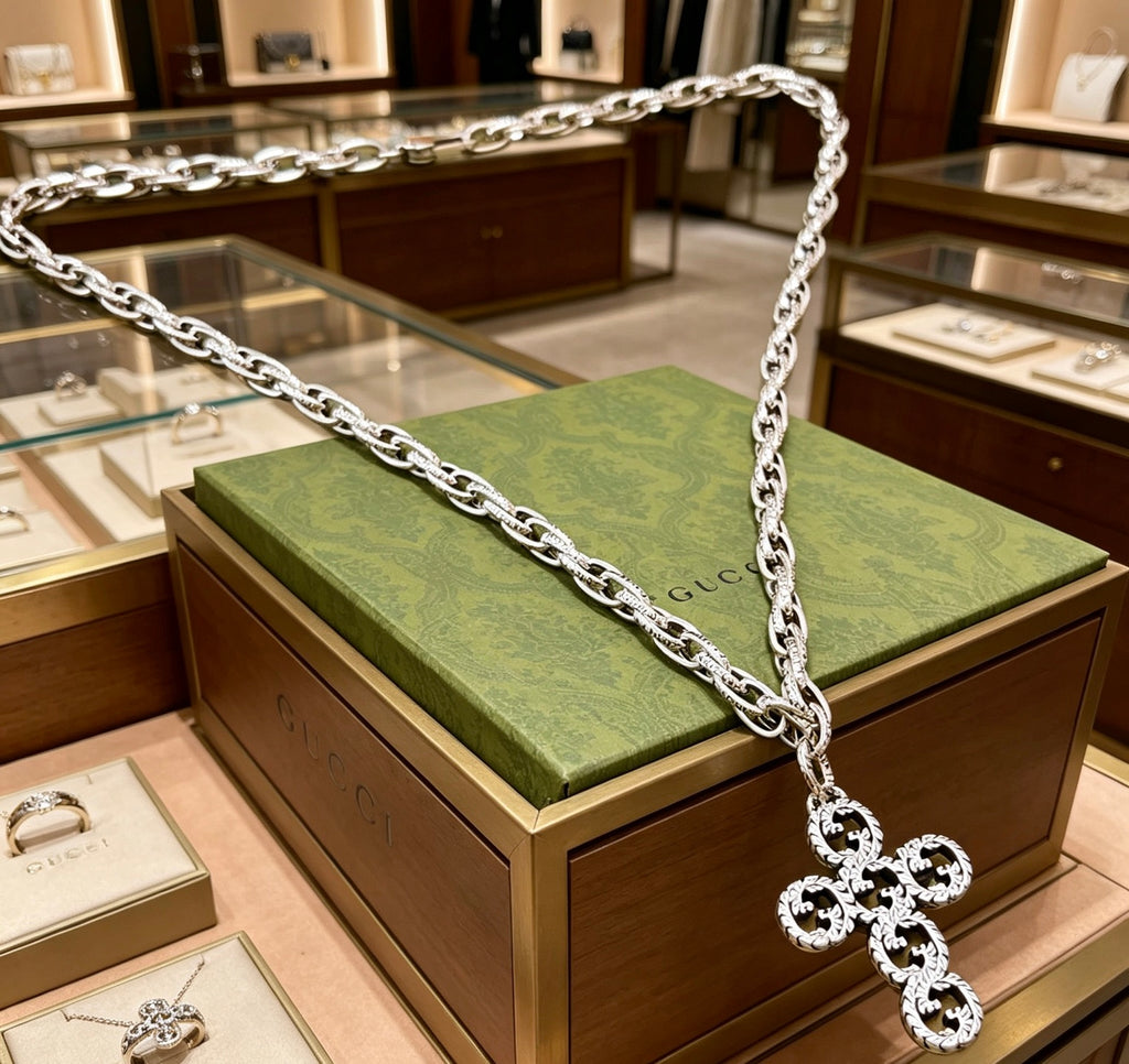 Gucci Anger Forest Interlocking G Antiqued Chain Necklace - album image 9
