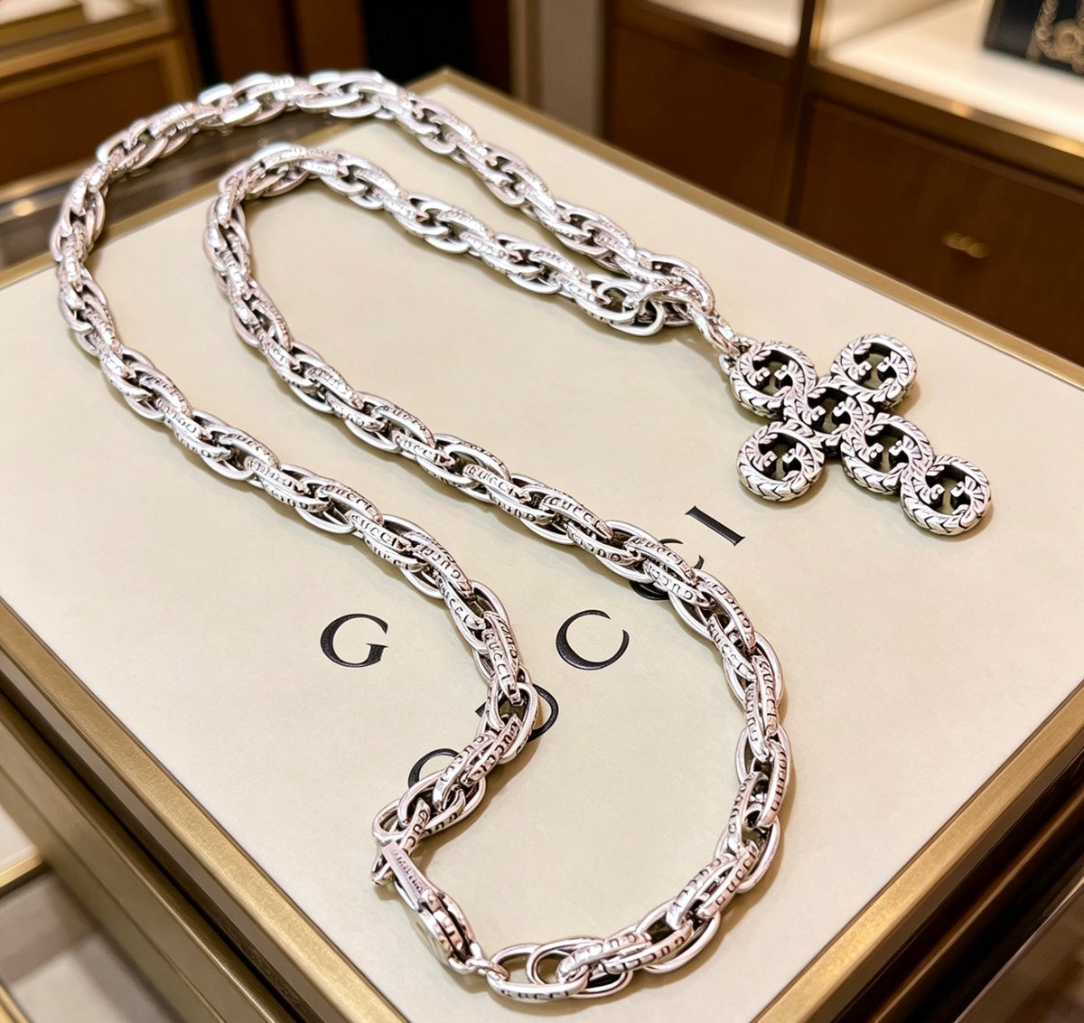 Gucci Anger Forest Interlocking G Antiqued Chain Necklace - album image 1