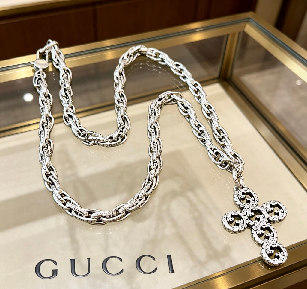 Gucci Anger Forest Interlocking G Antiqued Chain Necklace - album image 5