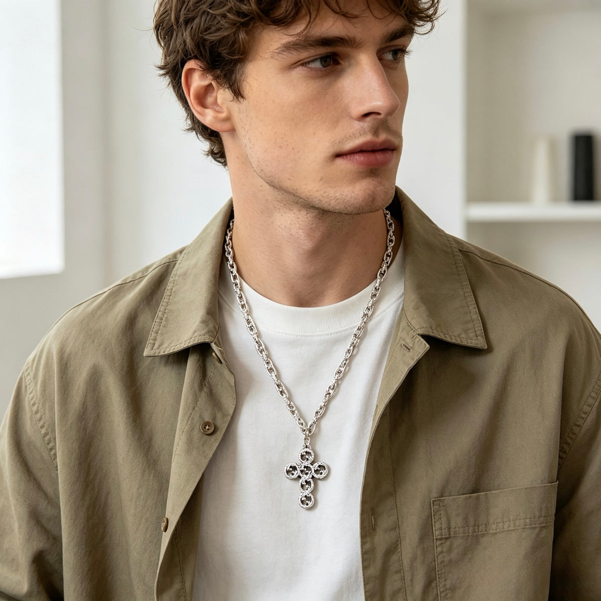 Gucci Anger Forest Interlocking G Antiqued Chain Necklace - album image 3