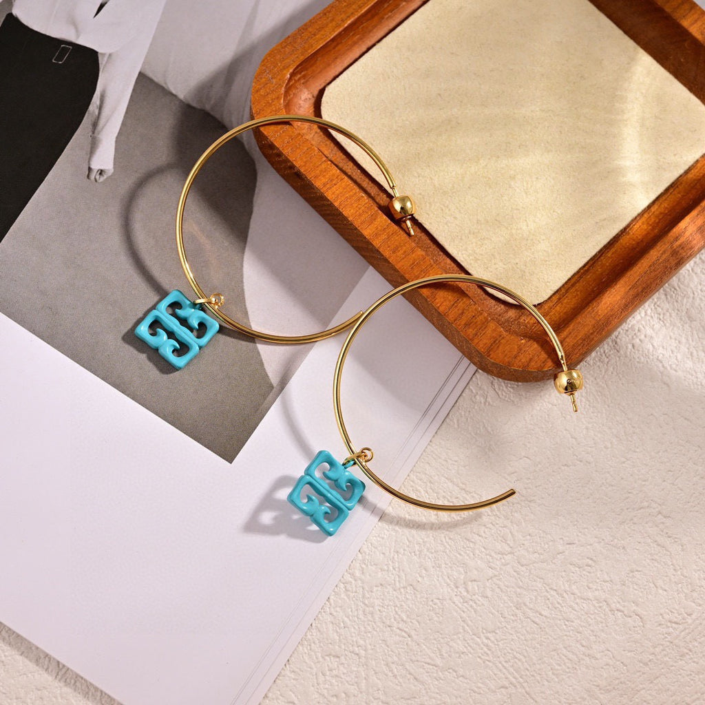 Givenchy Turquoise 4G Charm Hoop Earrings - product image 5