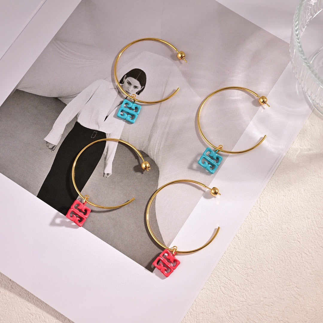 Givenchy Turquoise 4G Charm Hoop Earrings - product image 3