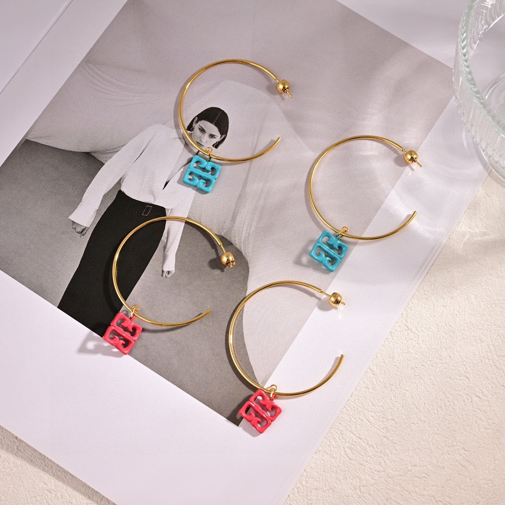 Givenchy Gold-Tone Hoop Earrings with Turquoise Beads - album image 3