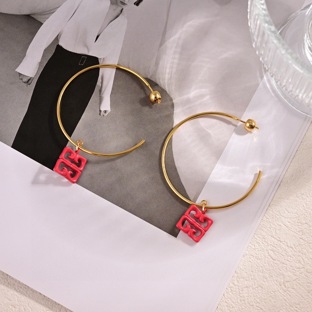 Givenchy Turquoise 4G Charm Hoop Earrings - product image 4