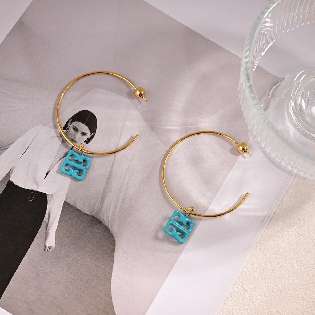 Givenchy Turquoise 4G Charm Hoop Earrings - product image 7