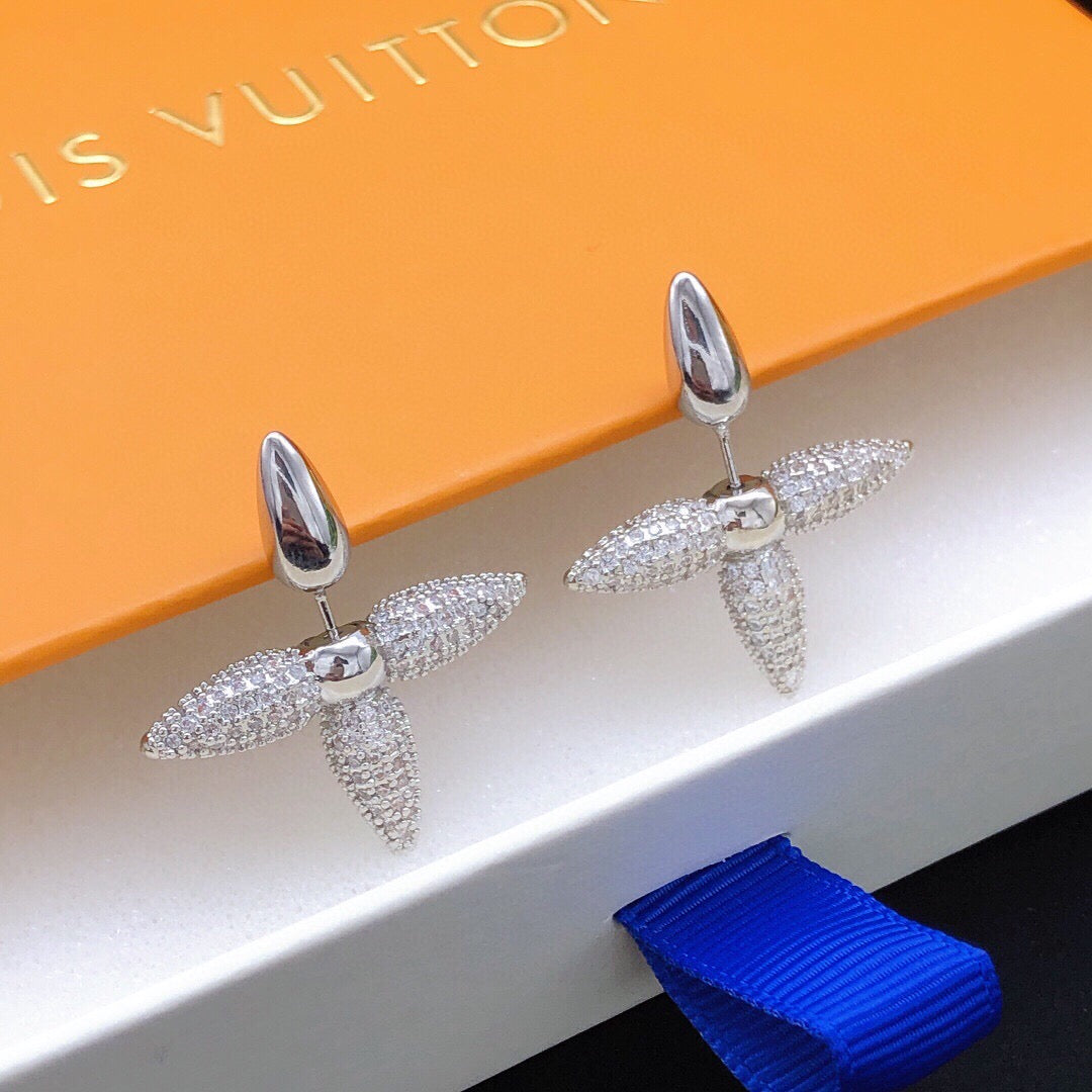 Louis Vuitton Silver-Tone Star Monogram Crystal Accent Polished Earrings - album image 3