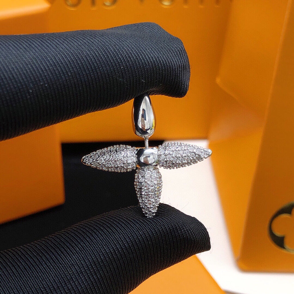 Louis Vuitton Silver-Tone Star Monogram Crystal Accent Polished Earrings - album image 5