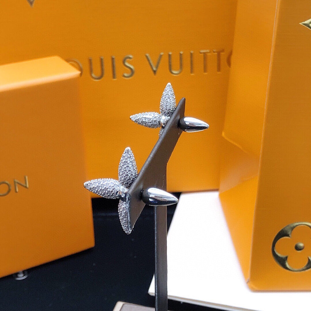 Louis Vuitton Silver-Tone Star Monogram Crystal Accent Polished Earrings - album image 8