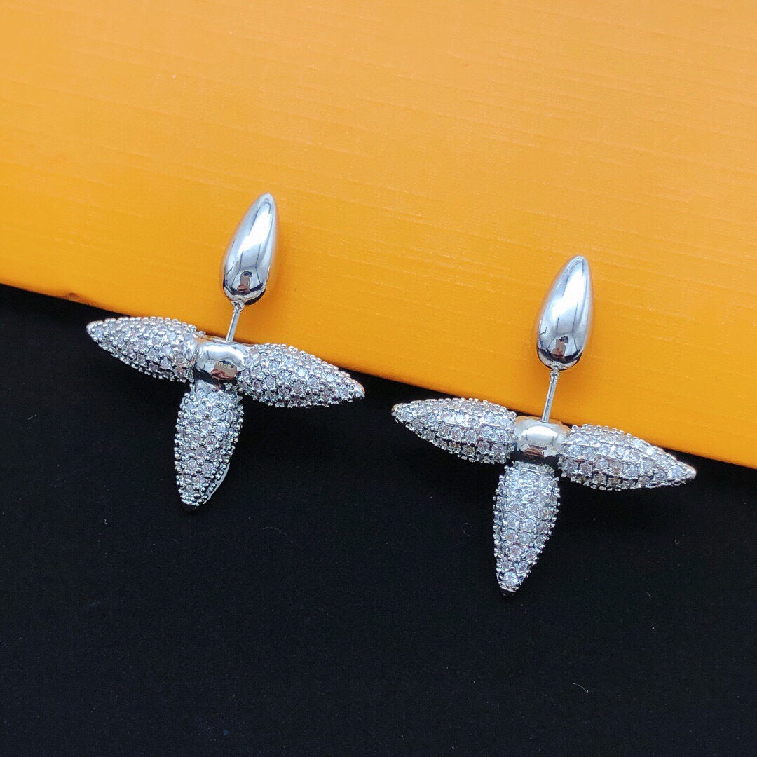 Louis Vuitton Silver-Tone Star Monogram Crystal Accent Polished Earrings - album image 1