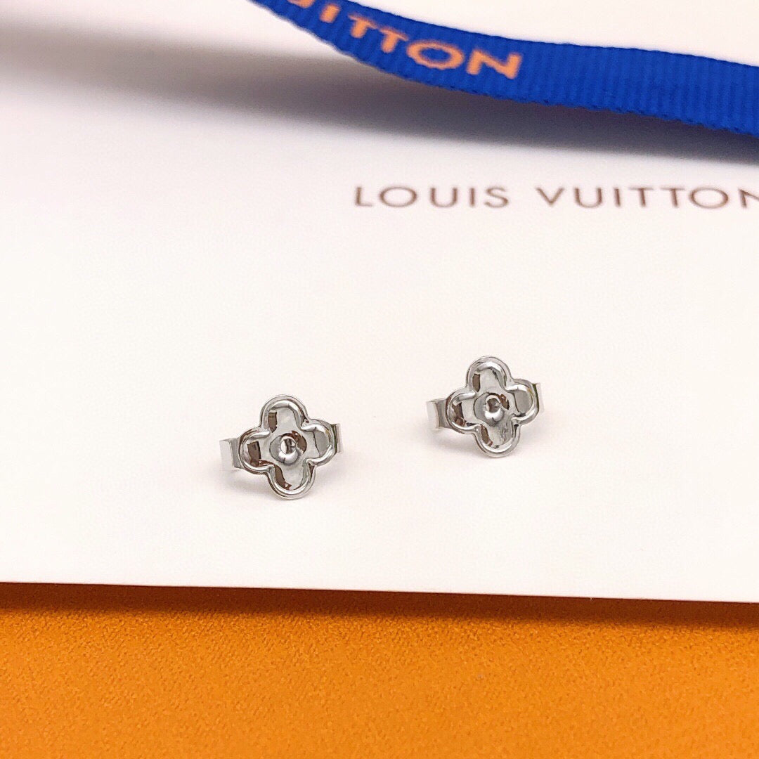 Louis Vuitton Silver-Tone Red Flower Monogram Crystal Accent Earrings - album image 4