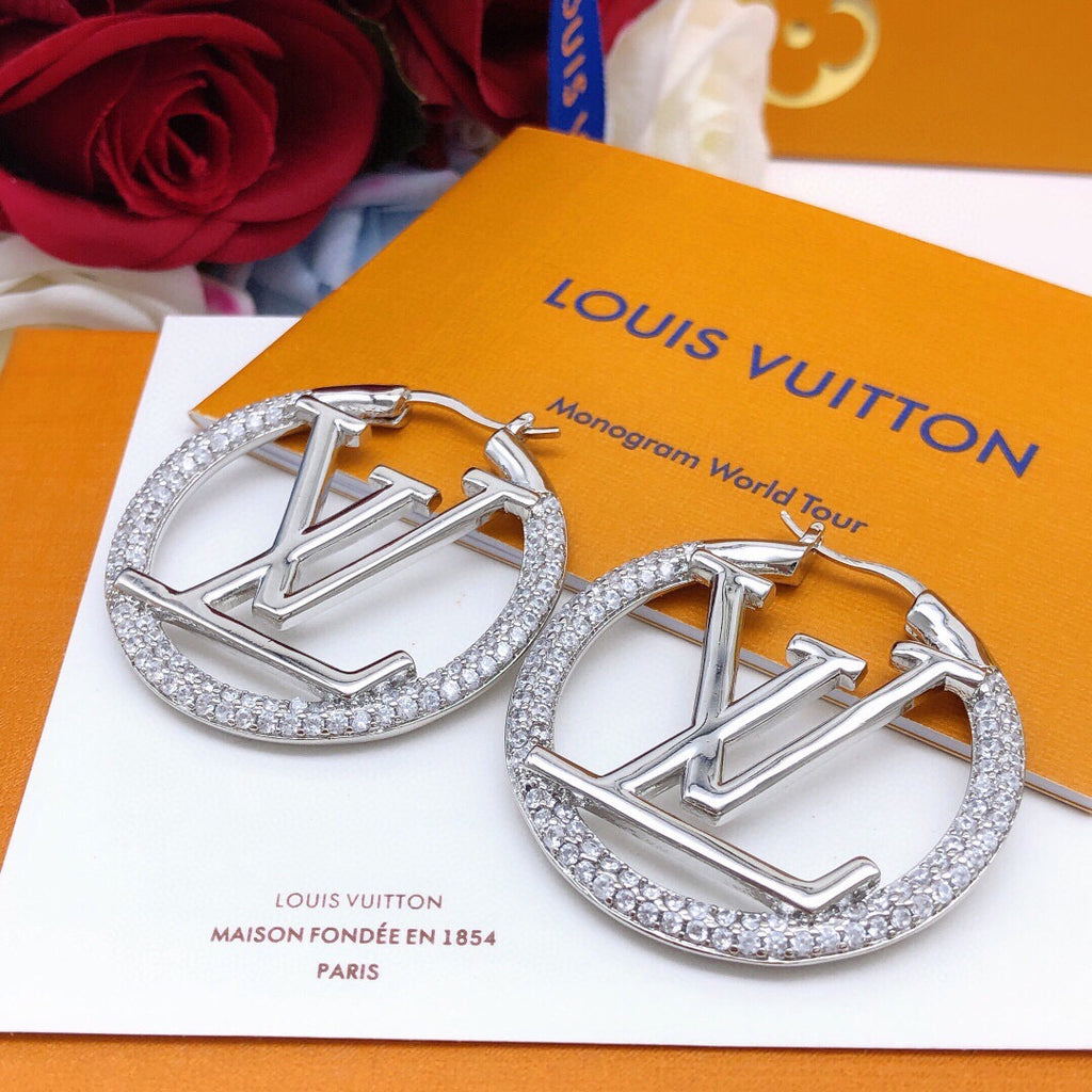 Louis Vuitton Gold-Tone Circular Crystal Accent Earrings - album image 1