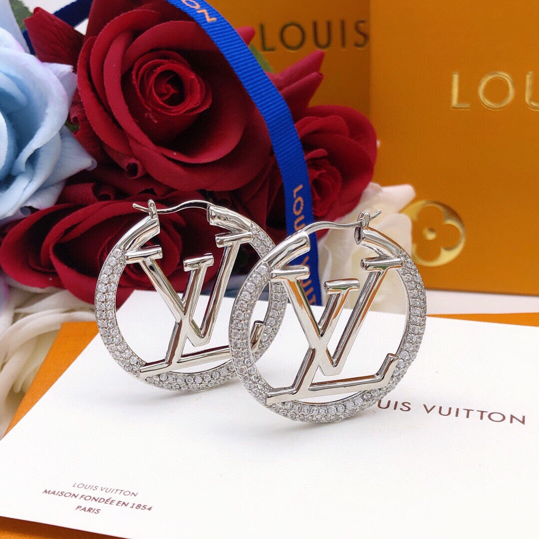 Louis Vuitton Gold-Tone Circular Crystal Accent Earrings - album image 2
