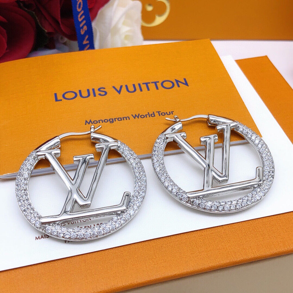Louis Vuitton Gold-Tone Circular Crystal Accent Earrings - album image 4