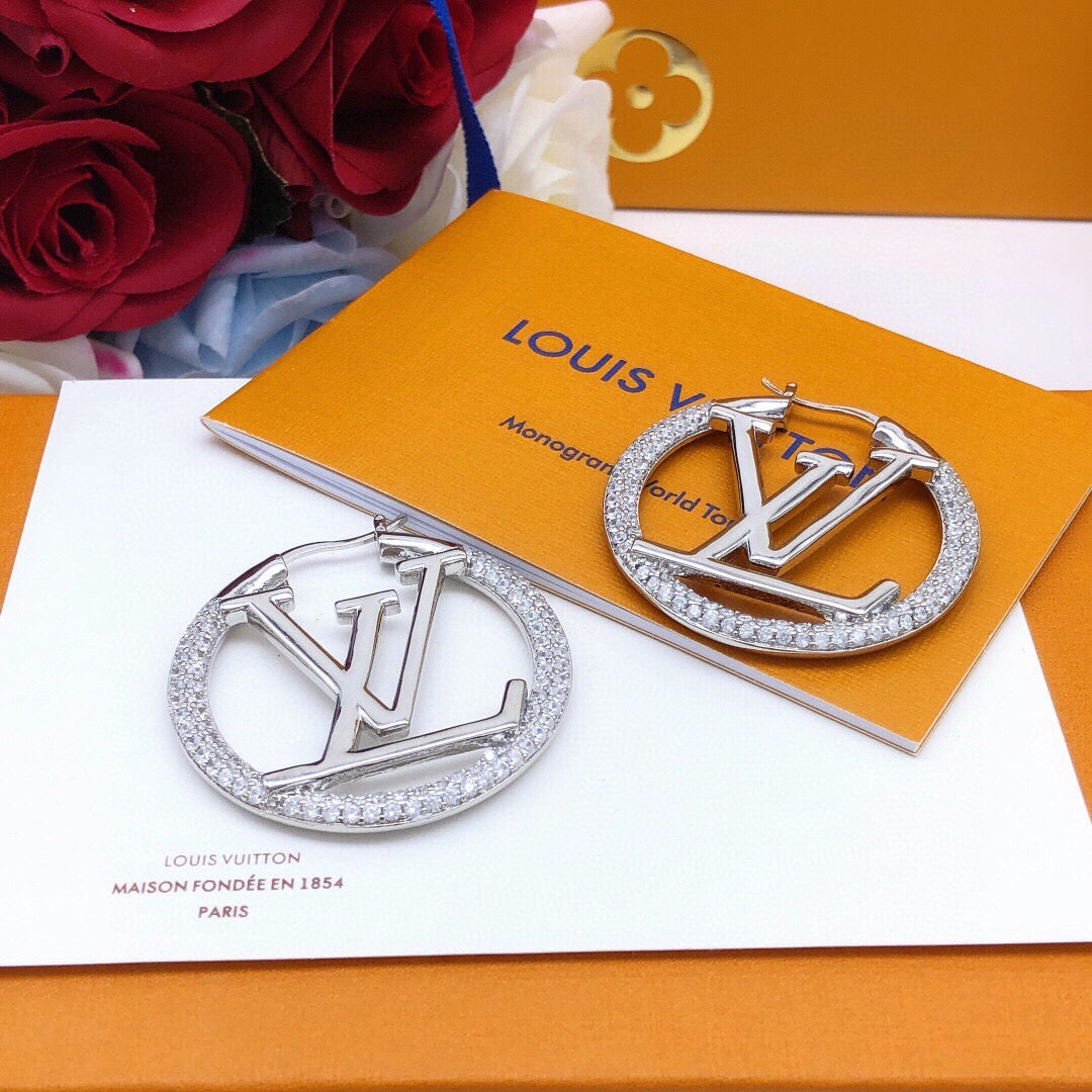 Louis Vuitton Gold-Tone Circular Crystal Accent Earrings - album image 9