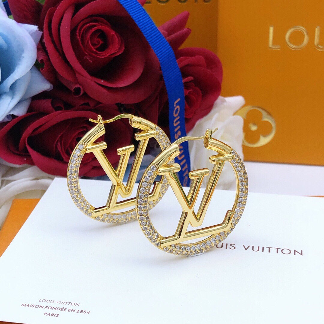 Louis Vuitton Gold-Tone Circular Crystal Accent Earrings - album image 2