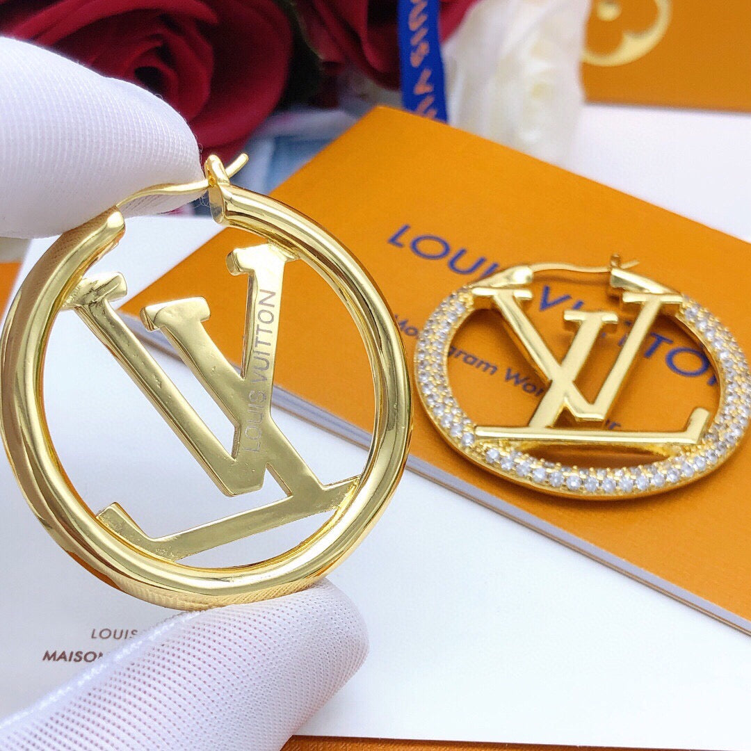 Louis Vuitton Gold-Tone Circular Crystal Accent Earrings - album image 7