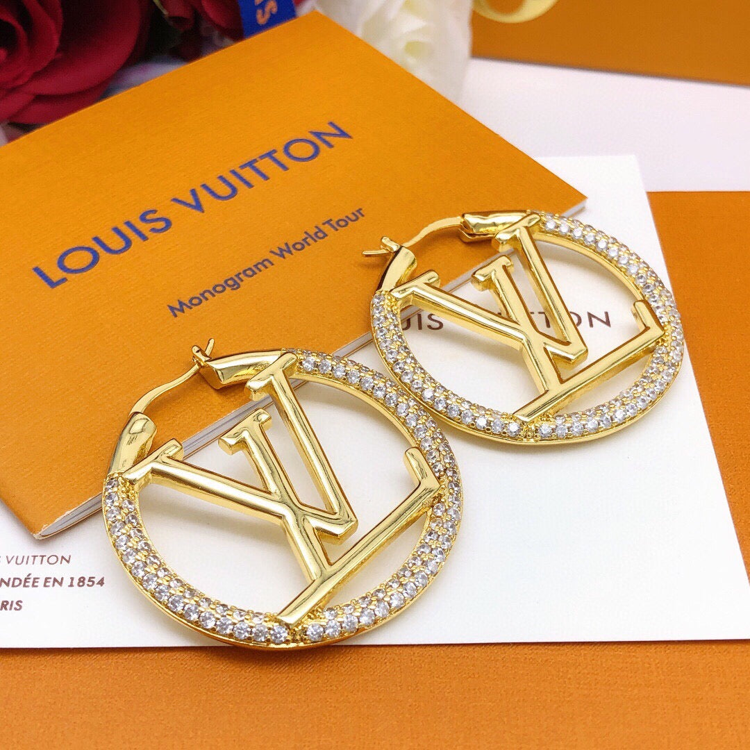 Louis Vuitton Gold-Tone Circular Crystal Accent Earrings - album image 3