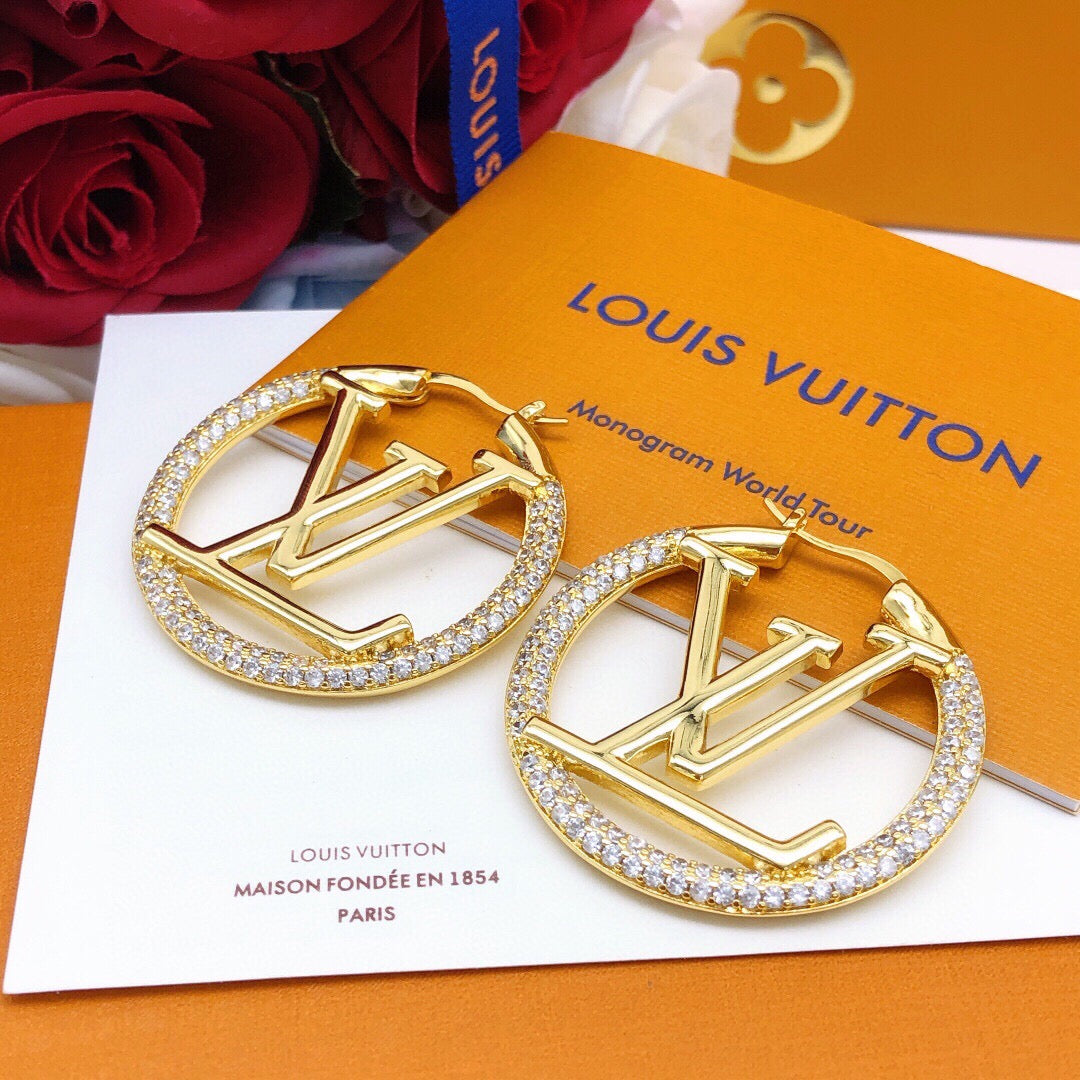 Louis Vuitton Gold-Tone Circular Crystal Accent Earrings - album image 6