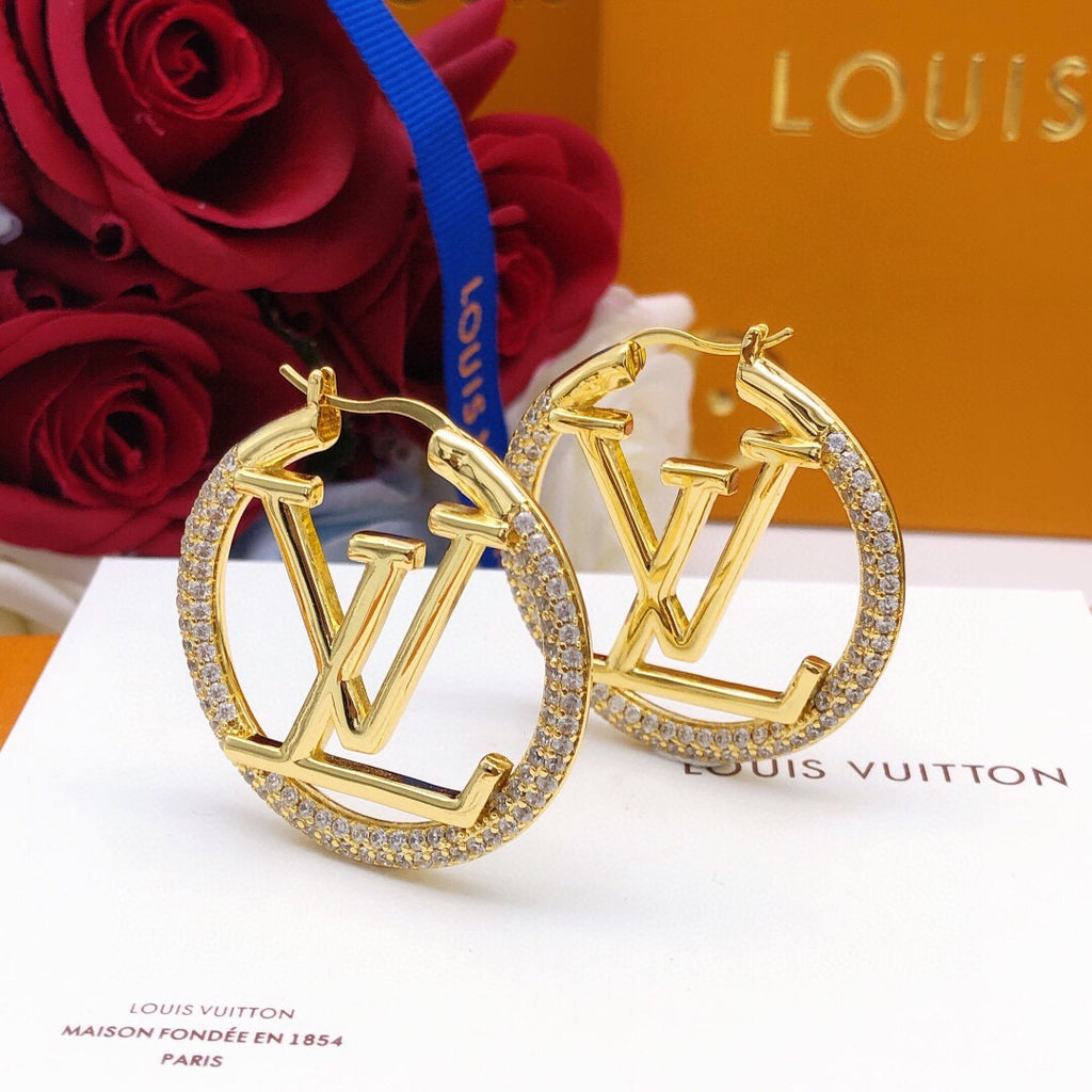 Louis Vuitton Gold-Tone Circular Crystal Accent Earrings - album image 1