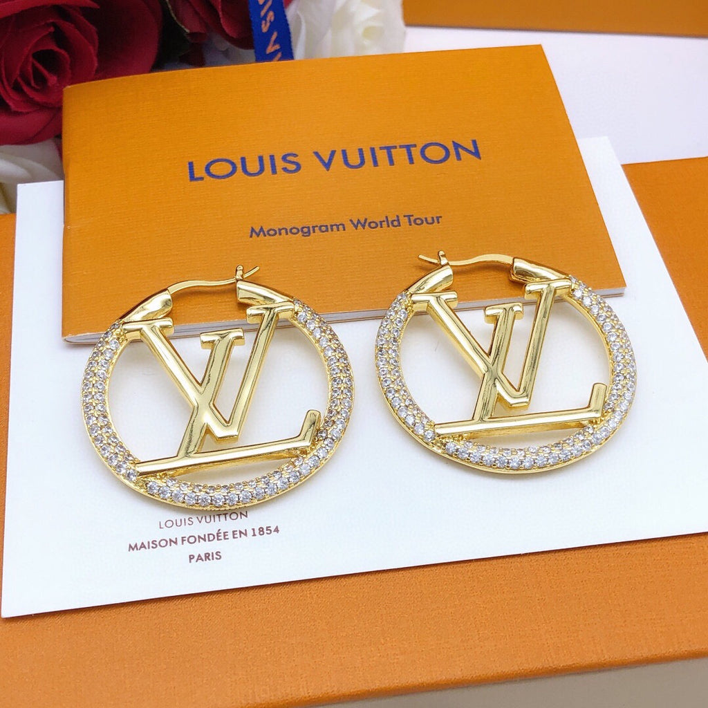 Louis Vuitton Gold-Tone Circular Crystal Accent Earrings - album image 4