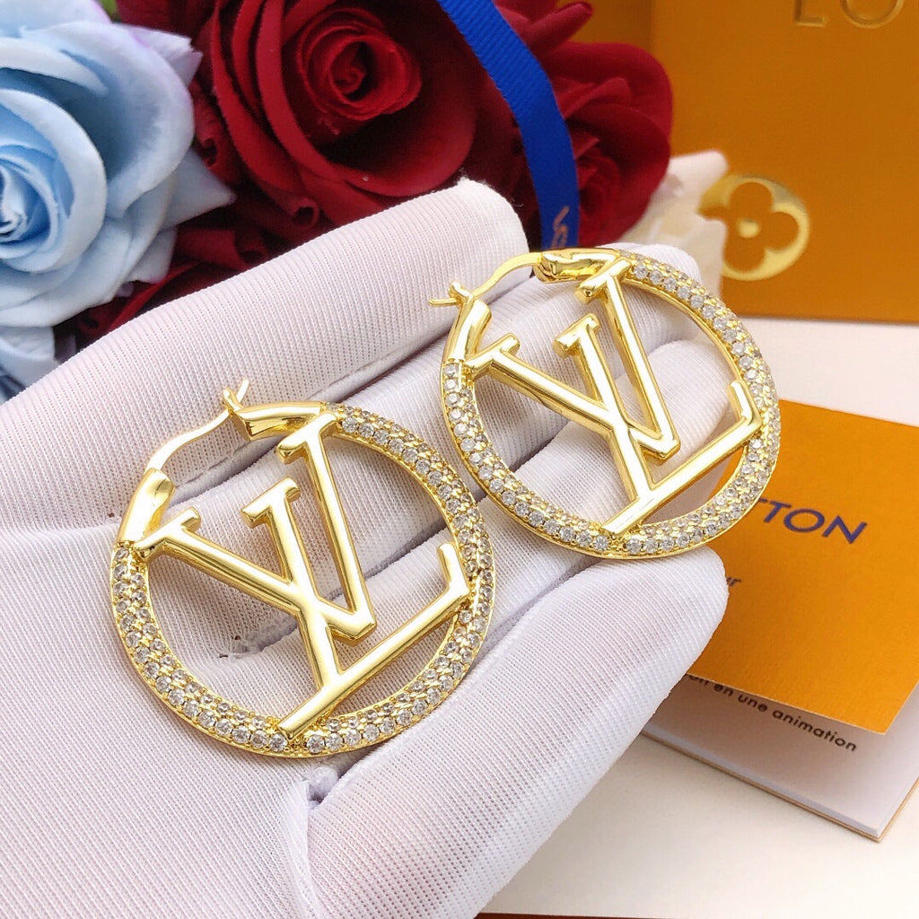 Louis Vuitton Gold-Tone Circular Crystal Accent Earrings - album image 8
