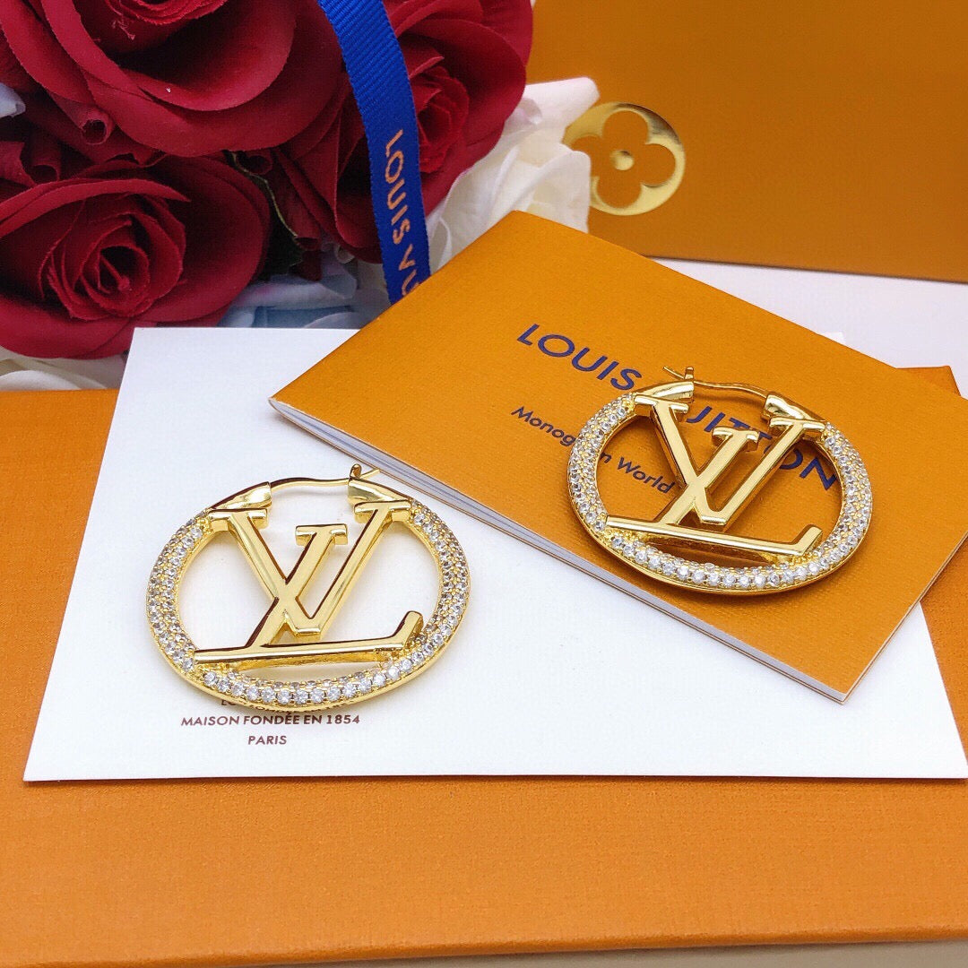 Louis Vuitton Gold-Tone Circular Crystal Accent Earrings - album image 5