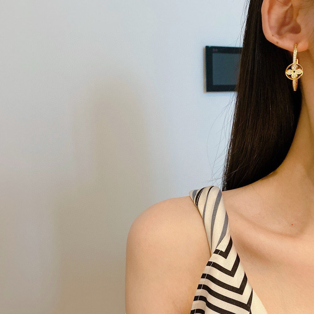 Louis Vuitton Silver-Tone Circular Crystal Accent Earrings - album image 2