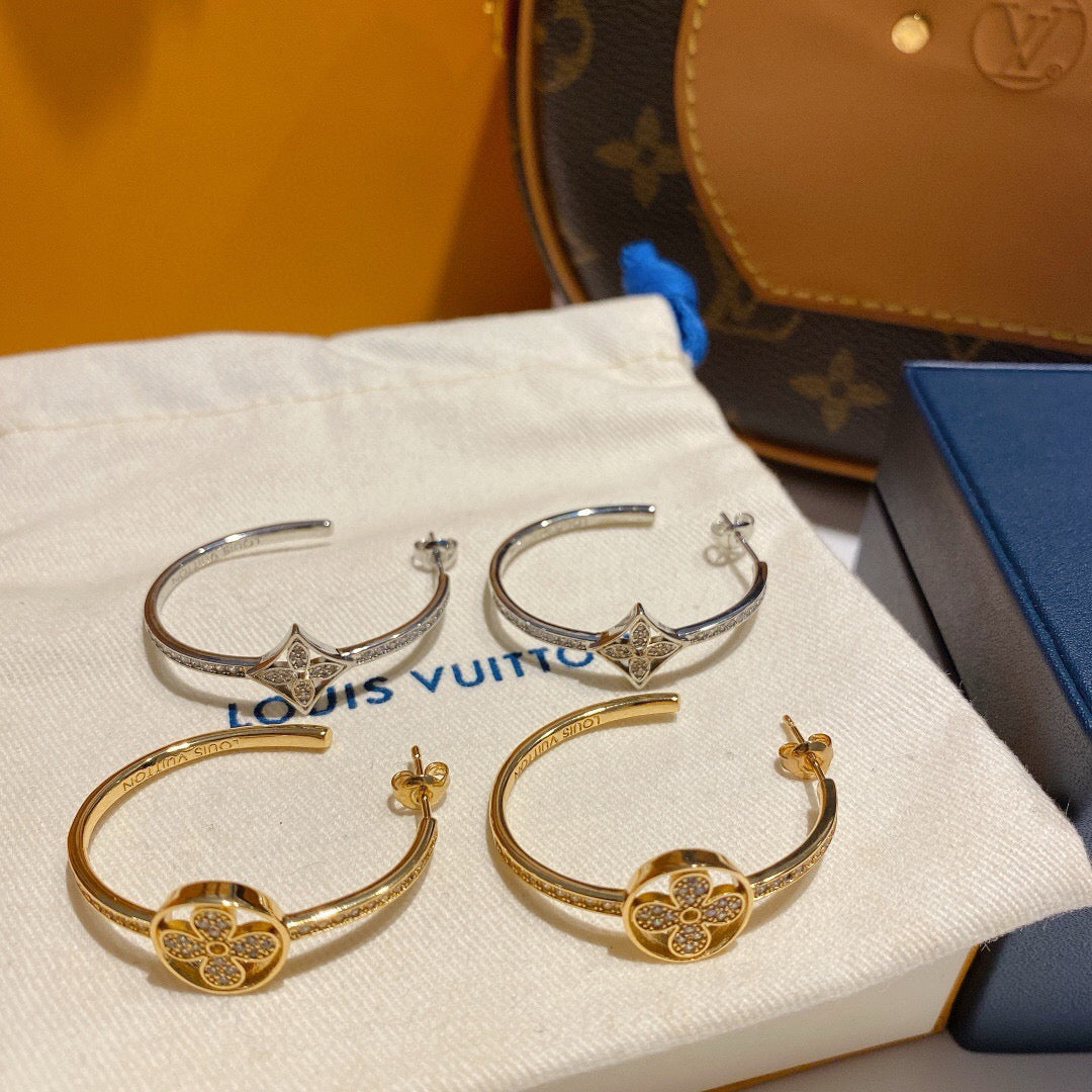 Louis Vuitton Silver-Tone Circular Crystal Accent Earrings - album image 3