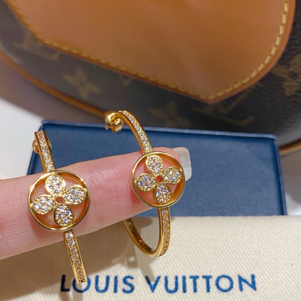 Louis Vuitton Silver-Tone Circular Crystal Accent Earrings - album image 4
