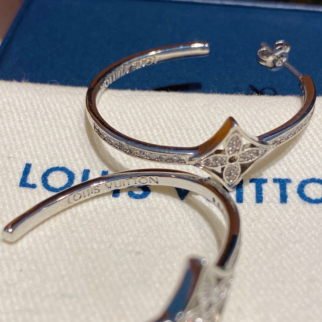 Louis Vuitton Silver-Tone Circular Crystal Accent Earrings - album image 7