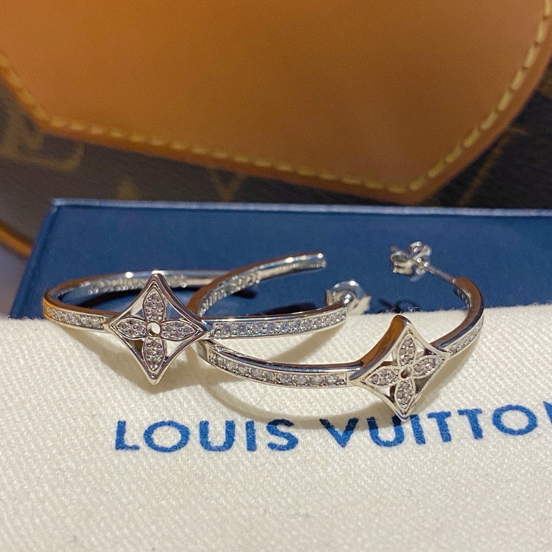 Louis Vuitton Silver-Tone Circular Crystal Accent Earrings - album image 6