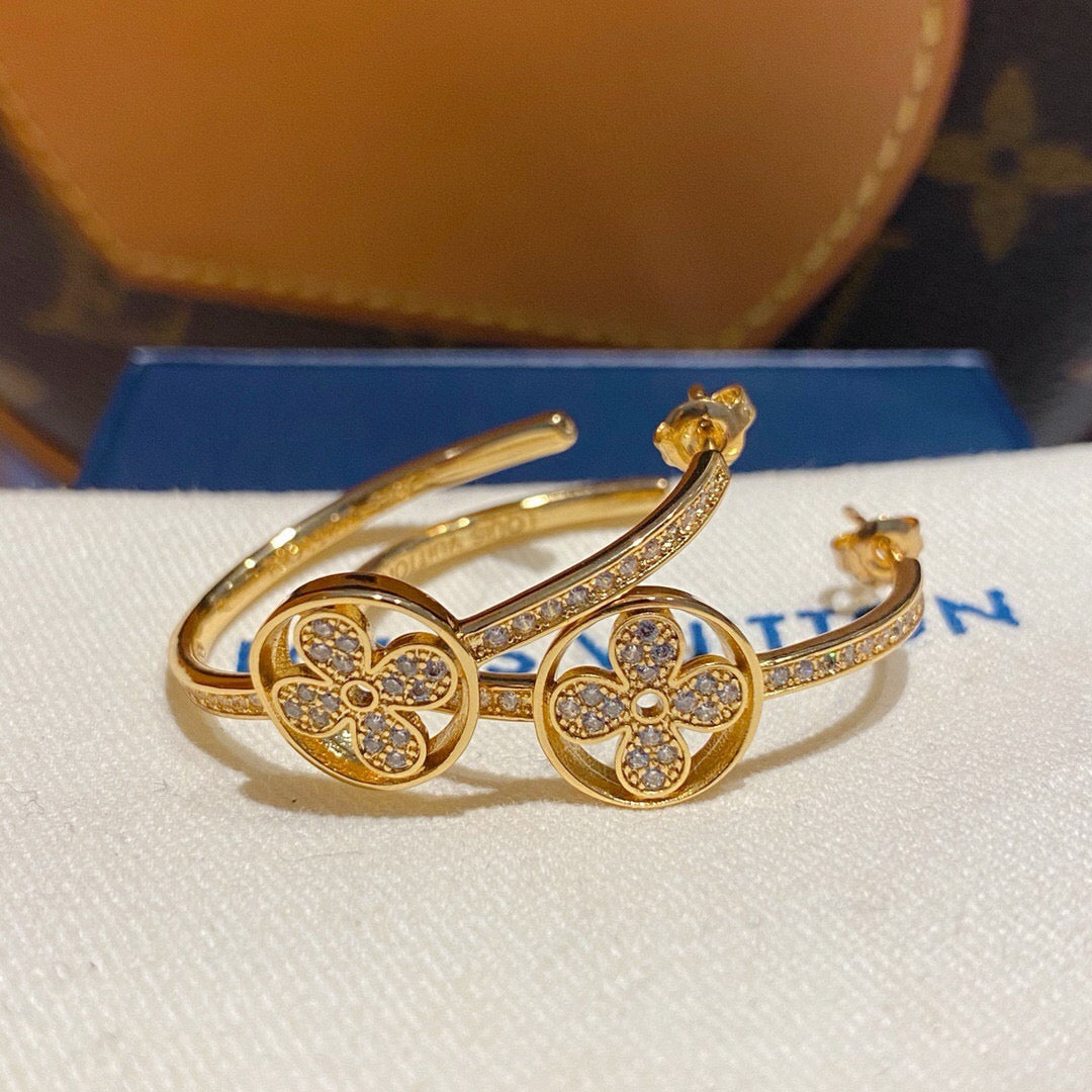 Louis Vuitton Silver-Tone Circular Crystal Accent Earrings - album image 5