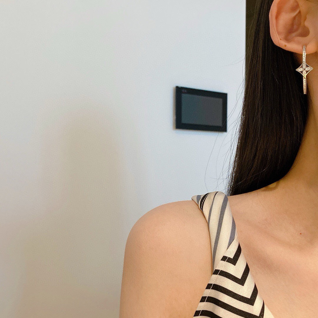 Louis Vuitton Silver-Tone Circular Crystal Accent Earrings - album image 8