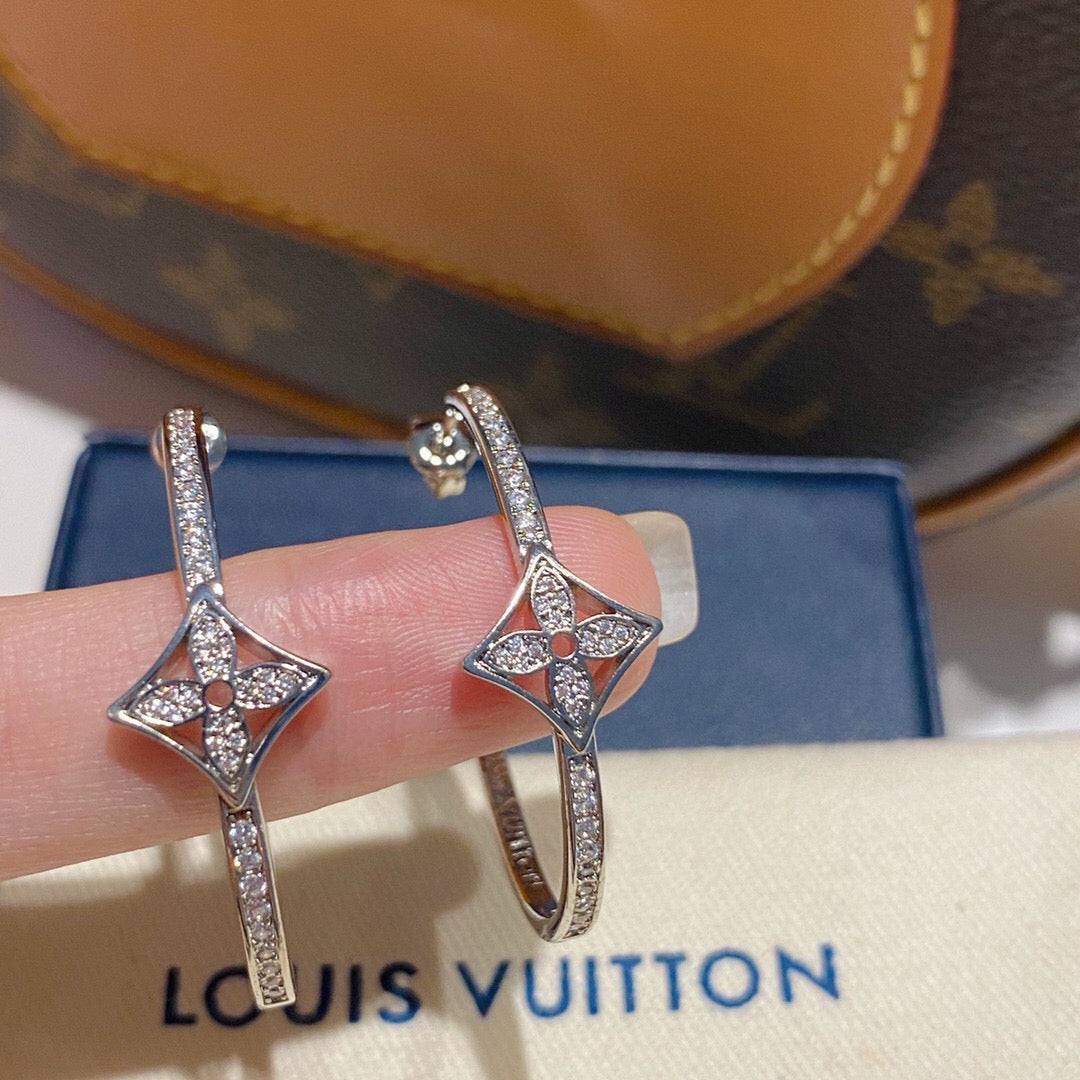 Louis Vuitton Silver-Tone Circular Crystal Accent Earrings - album image 1