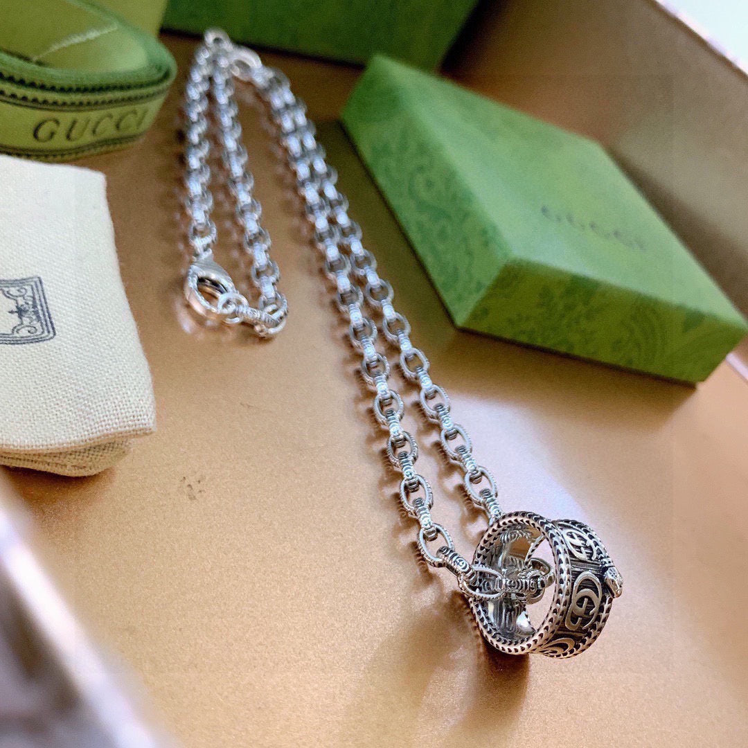 Gucci Anger Forest Interlocking G Antiqued Chain Necklace - album image 8