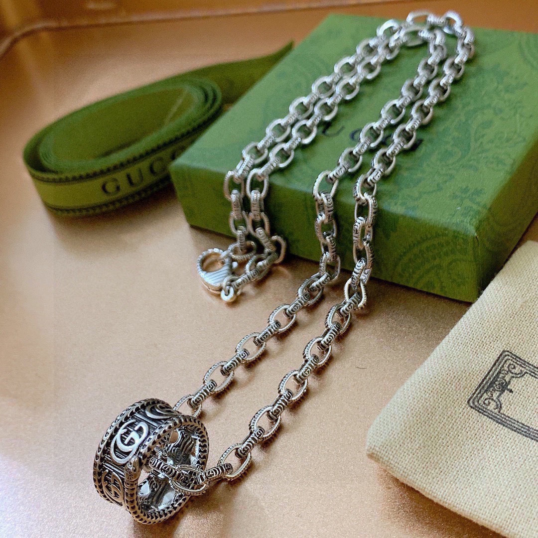 Gucci Anger Forest Interlocking G Antiqued Chain Necklace - album image 1