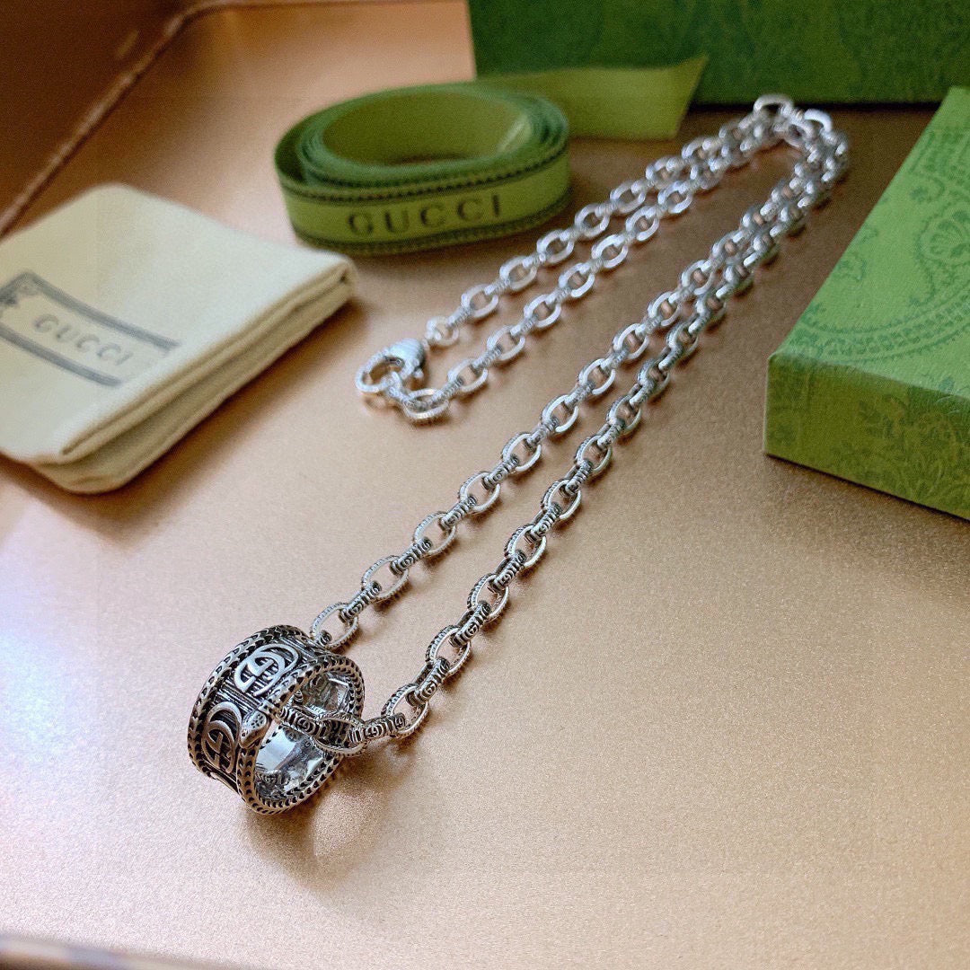 Gucci Anger Forest Interlocking G Antiqued Chain Necklace - album image 5