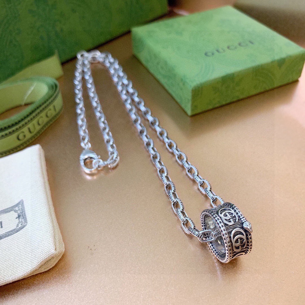 Gucci Anger Forest Interlocking G Antiqued Chain Necklace - album image 6