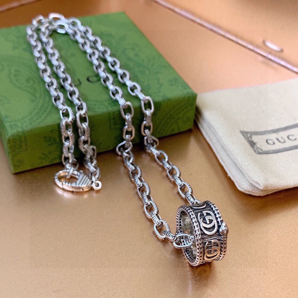 Gucci Anger Forest Interlocking G Antiqued Chain Necklace - album image 2