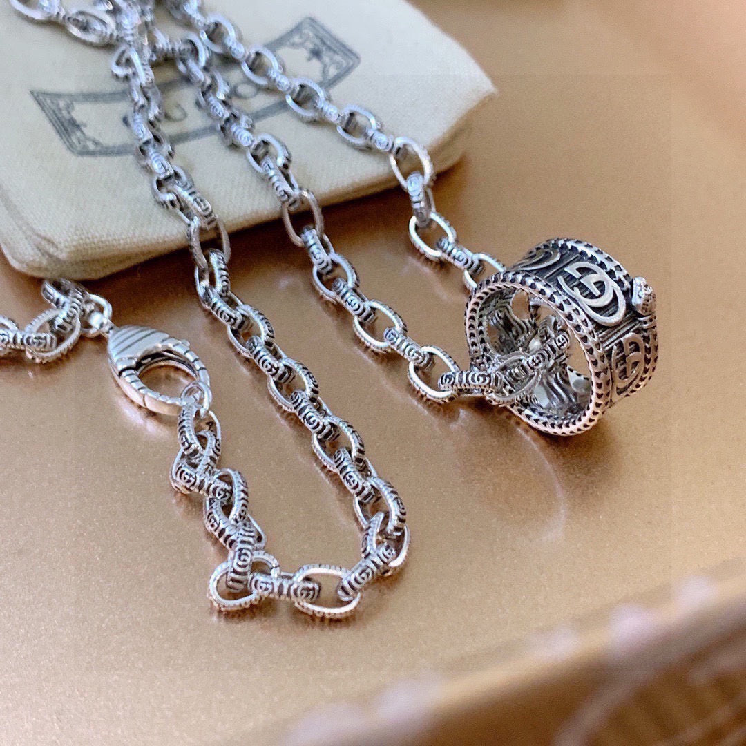 Gucci Anger Forest Interlocking G Antiqued Chain Necklace - album image 3