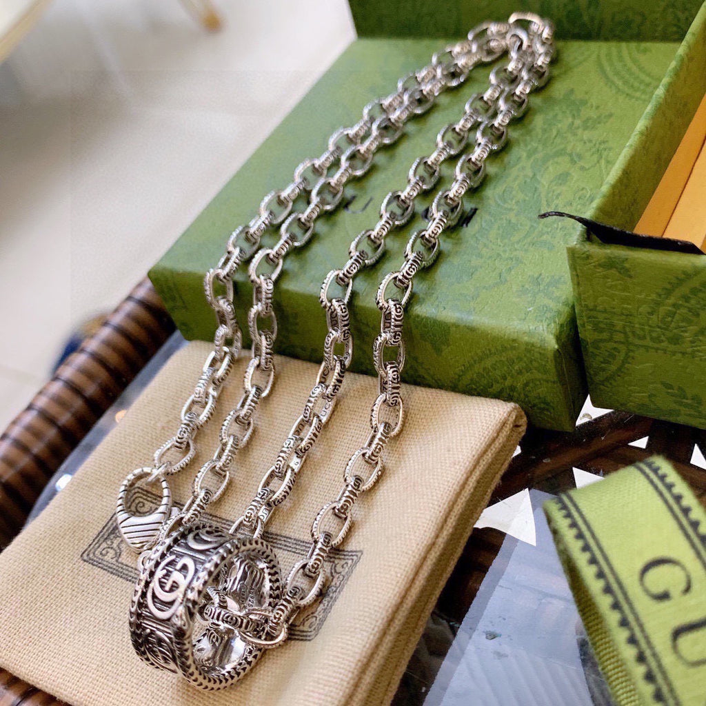 Gucci Anger Forest Interlocking G Antiqued Chain Necklace - album image 4