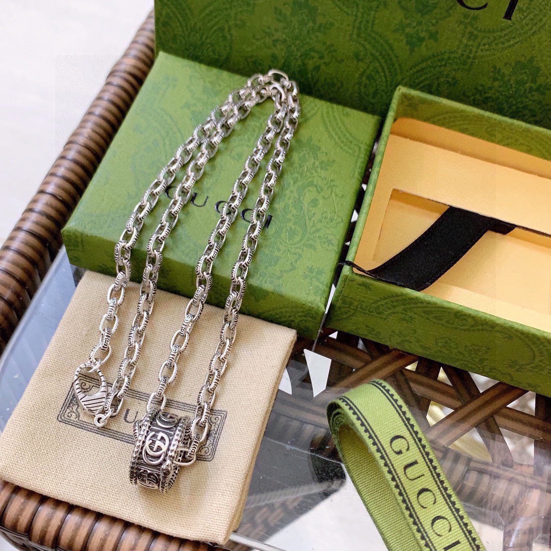 Gucci Anger Forest Interlocking G Antiqued Chain Necklace - album image 7