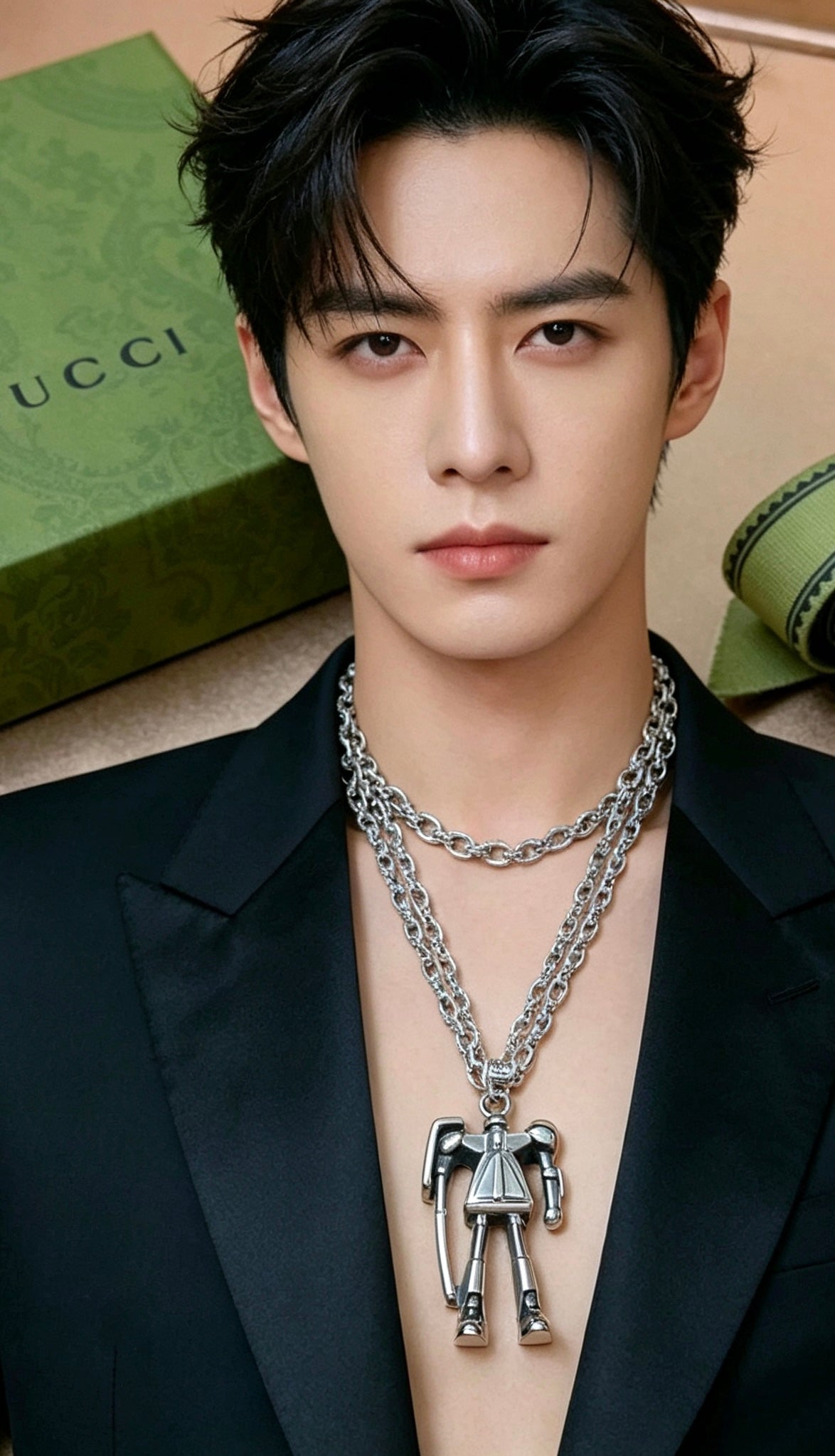 Gucci Anger Forest Interlocking G Antique Silver-Tone Silver-Tone Antiqued Chain Necklace - album image 3