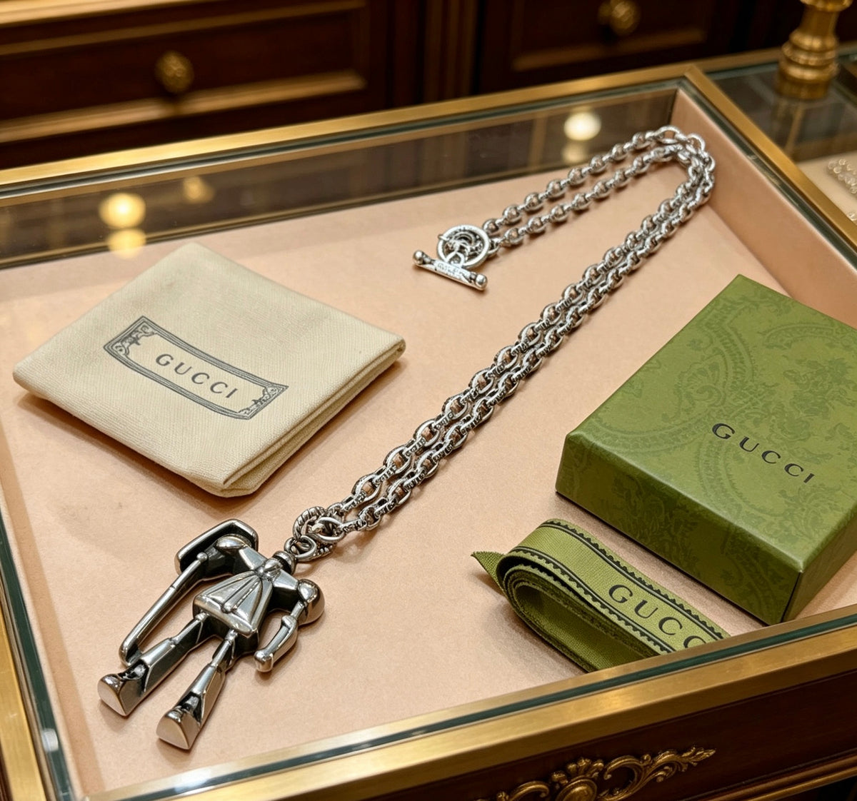 Gucci Anger Forest Interlocking G Antique Silver-Tone Silver-Tone Antiqued Chain Necklace - album image 8
