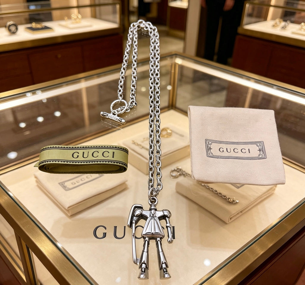 Gucci Anger Forest Interlocking G Antique Silver-Tone Silver-Tone Antiqued Chain Necklace - album image 7